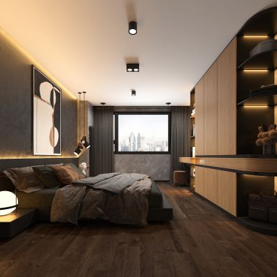 高级黑白灰卧室