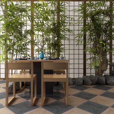 新中式餐桌 竹子