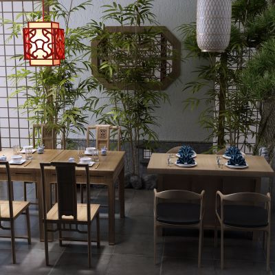 新中式餐桌 竹子 灯笼