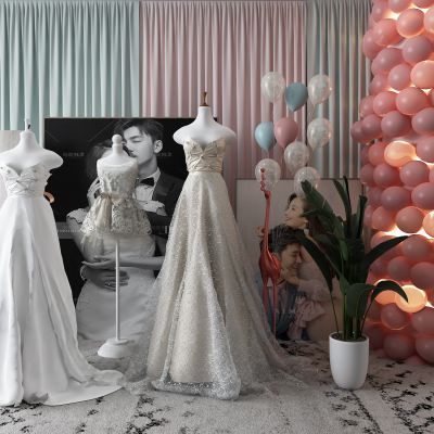 北欧婚纱 气球 挂画