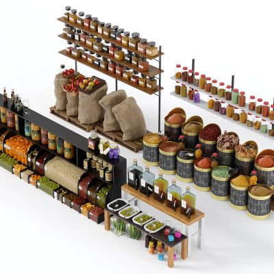 现代超市货架，商场货架，货架货柜，食物架，食物柜，食物组合