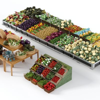 现代蔬菜水果架，蔬菜水果组合，超市货架，商场货架