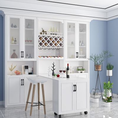 现代简欧酒柜，装饰品，绿植，吊灯