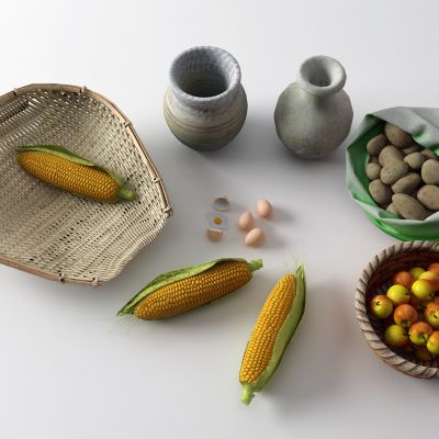 现代玉米 鸡蛋 簸箕