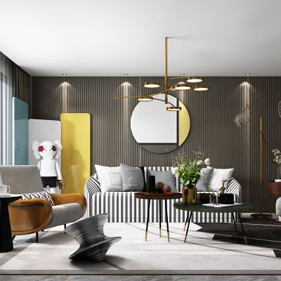 新中式客厅，新中式沙发组合，新中式，