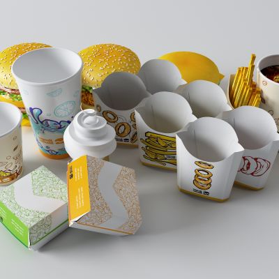 现代纸杯 汉堡 冰淇淋