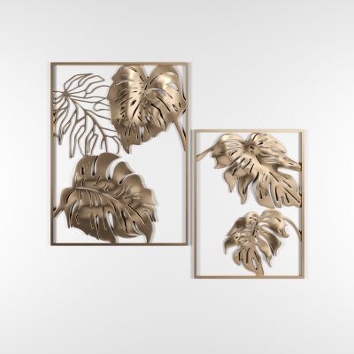 现代金属叶子装饰画