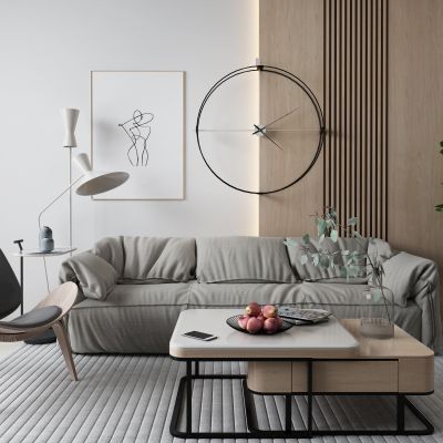 北欧布艺沙发 钟表