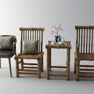 新中式竹椅 抱枕