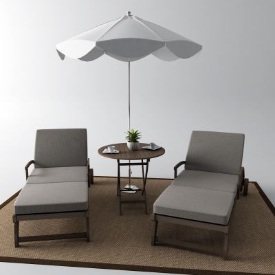 新中式躺椅 太阳伞