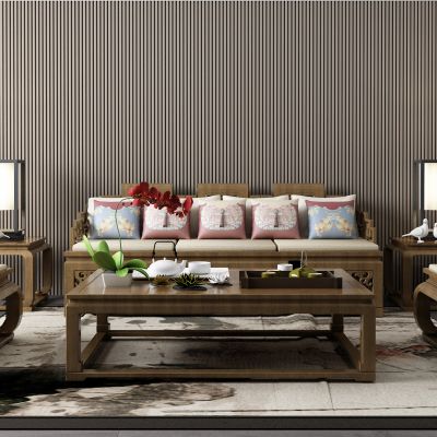 新中式实木组合沙发