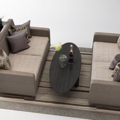 新中式卡座 双人沙发