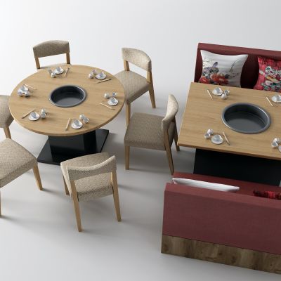 新中式餐桌 卡座