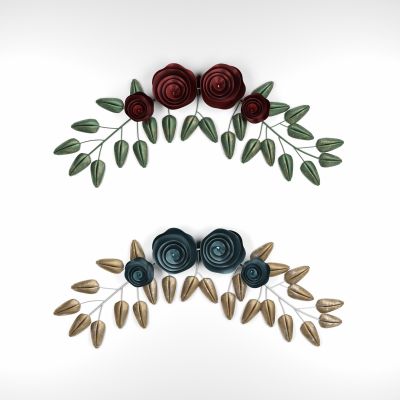 现代玫瑰花叶子装饰墙饰