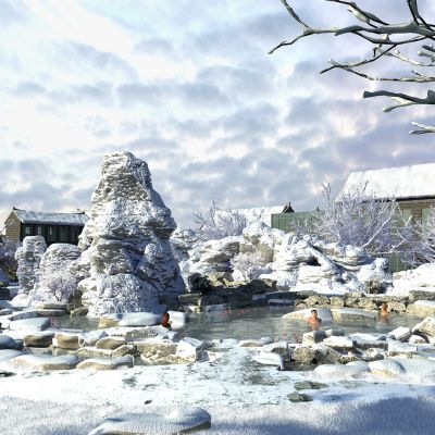 温泉雪景