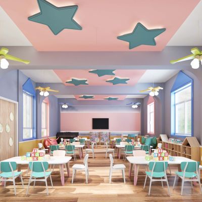 现代幼儿园3D模型