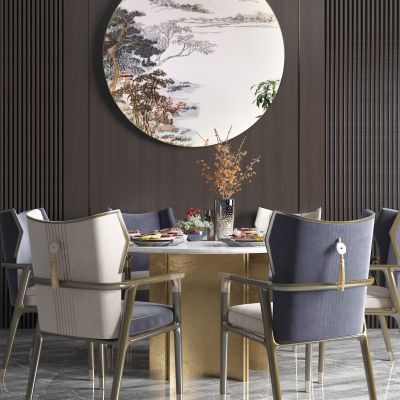 新中式餐厅，餐厅，餐桌组合，