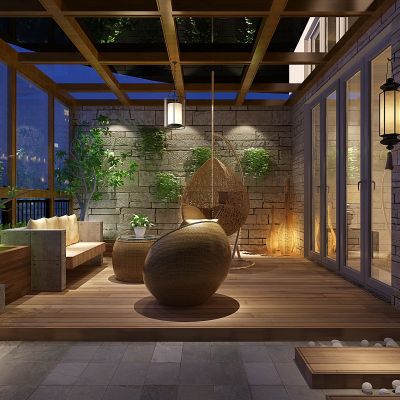 景观阳台户外藤编编织沙发吊椅植物吊篮