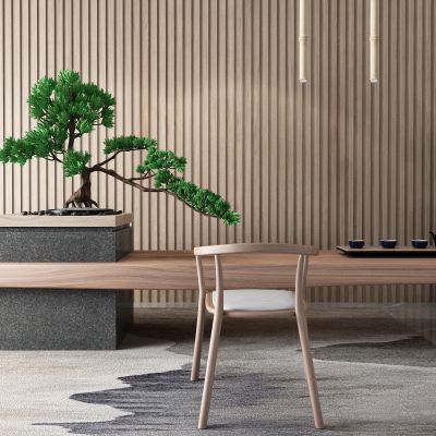 新中式茶桌椅 盆栽