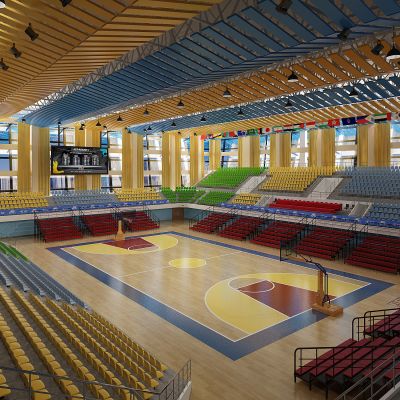 学校蓝球场室内篮球馆赛场座椅