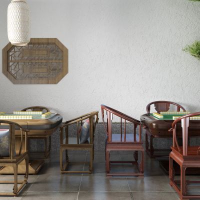 新中式麻将桌 灯笼