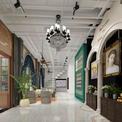 欧式建材商店商铺窗帘专卖店罗马柱3D模型