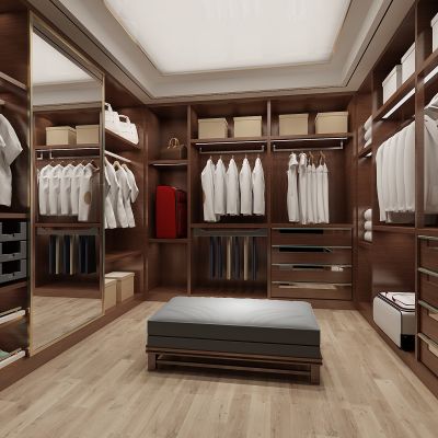 现代衣帽间更衣间衣柜衣橱皮墩