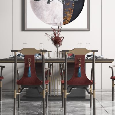 新中式餐厅，餐厅，餐桌组合，