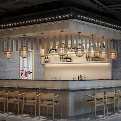 日式特色餐厅档口屋檐