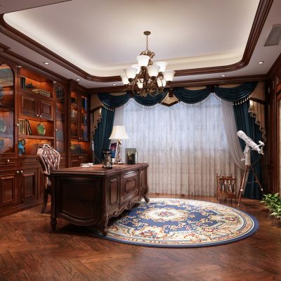 美式古典书房