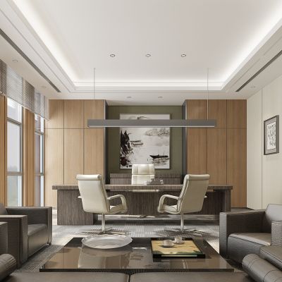 现代领导总经理办公室桌椅沙发