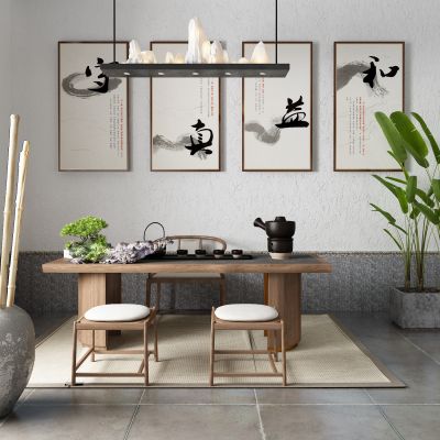 新中式茶桌椅 挂画