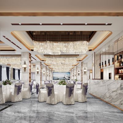 现代新中式简欧式多功能宴会餐厅