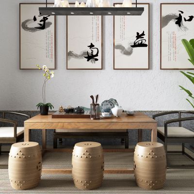 新中式茶桌椅 挂画