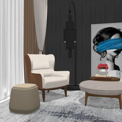 简欧式新古典现代单人休闲沙发