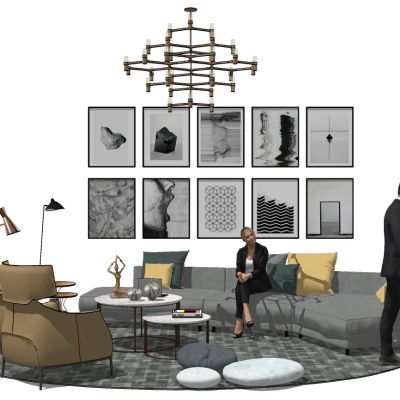 北欧现代弧形异形沙发