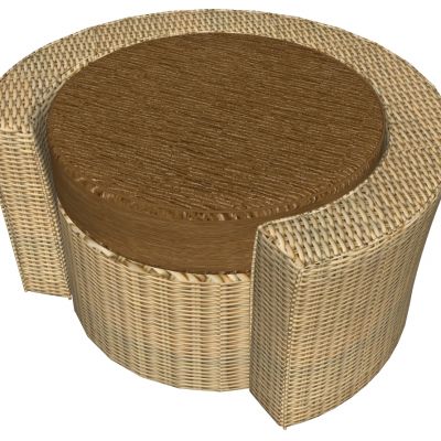 东南亚现代藤编编织竹藤脚榻沙发