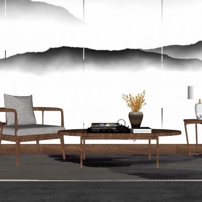 新中式单人沙发