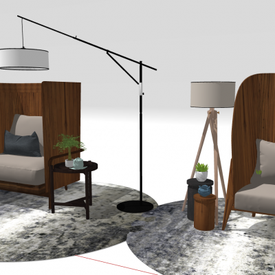 新中式现代实木休闲沙发