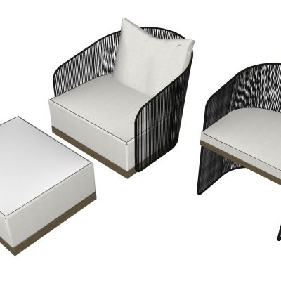 现代新中式单人沙发