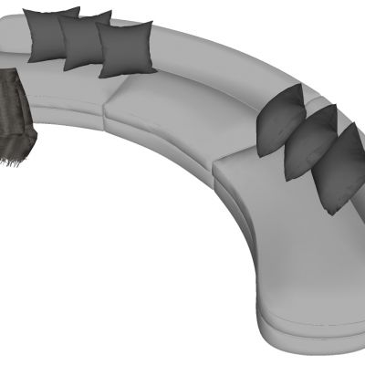 现代北欧简约弧形多人沙发