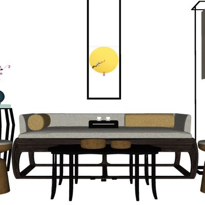 新中式实木家具罗汉床双人沙发