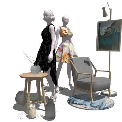 现代商场服装店模特展示服装装饰构件小品