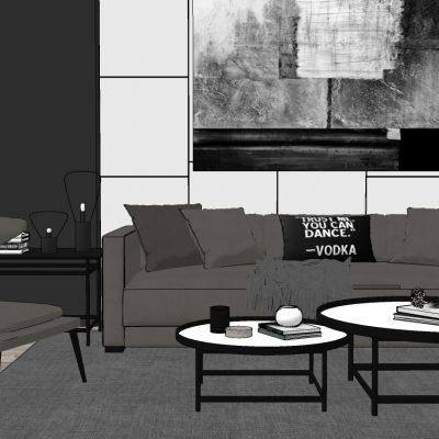 北欧现代沙发SU模型