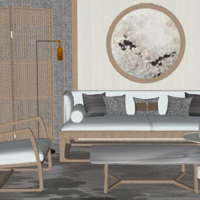 新中式实木单人沙发