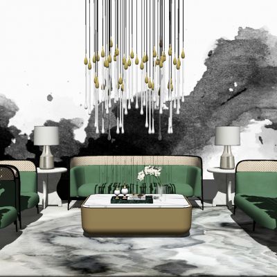 新中式现代轻奢新古典客厅