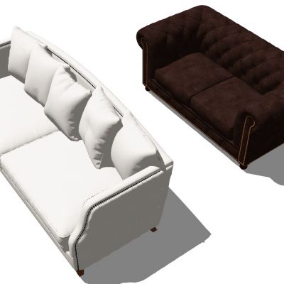 简欧式美式皮革双人沙发