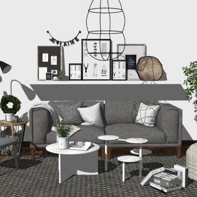 北欧现代简约单人木制沙发