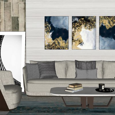 现代轻奢新中式沙发