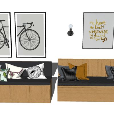 北欧现代双人卡座换鞋凳